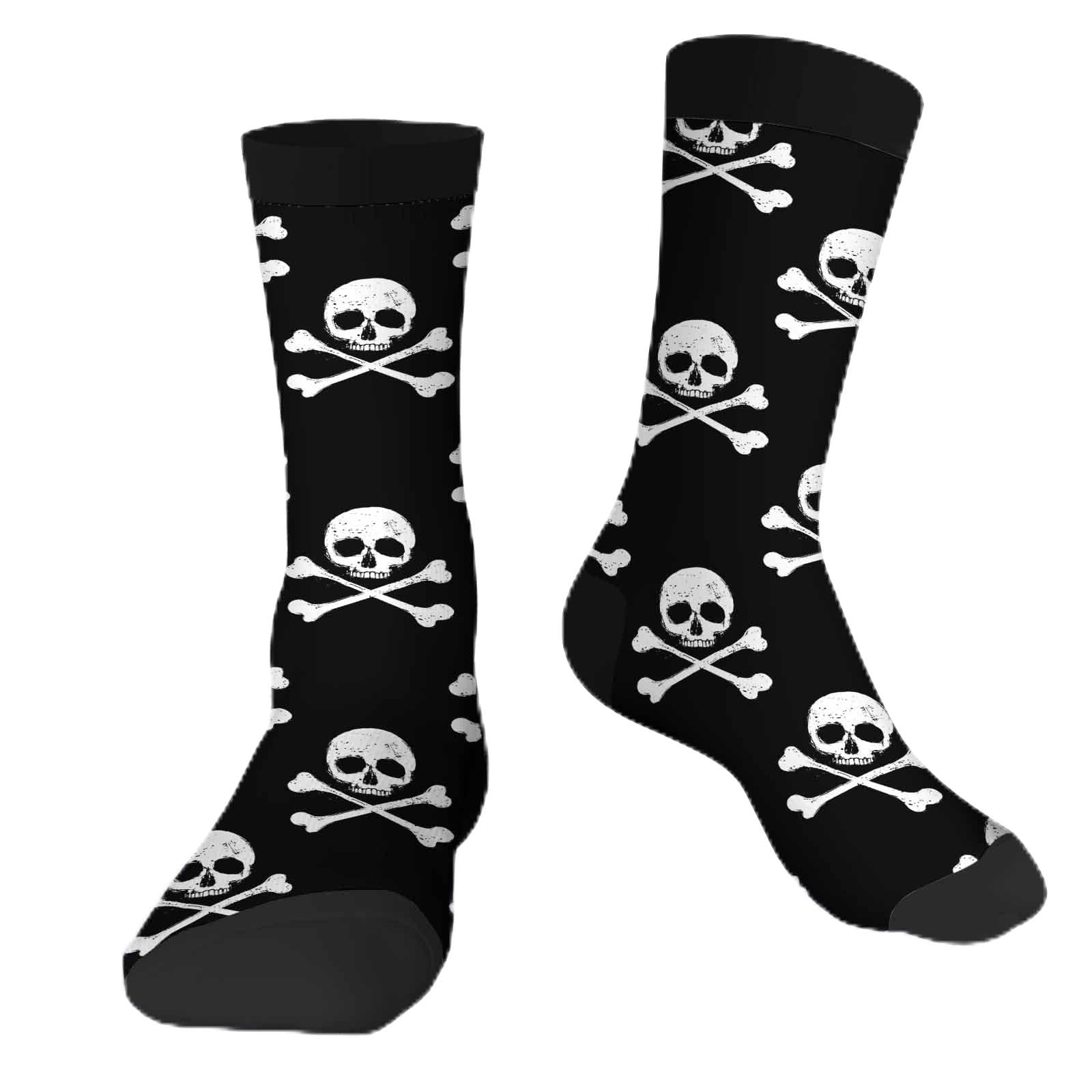 Muntayson Unisex Skull Cushioned Crew Athletic Socks Men & Women Moisture Wicking Breathable Performance