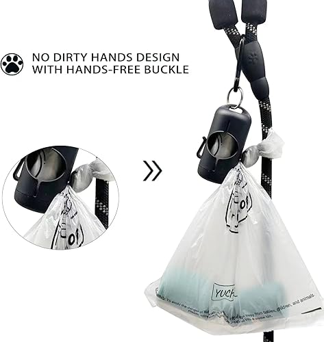 Miniatura 4 de Soporte para bolsas de excrementos de perro con clip para correa, correa ajustable y ganchos de 2 lados para bolsas de basura de perros usadas