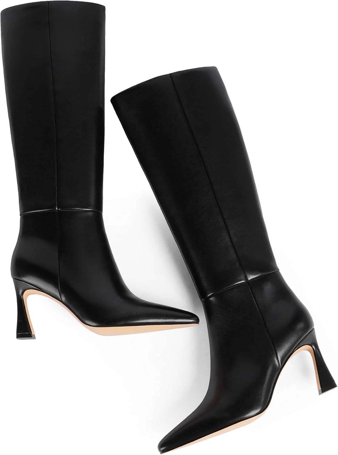 Modatope Knee High Boots for Women Pointed Toe Stiletto Heel Tall Boots High Heel Side Zipper Long Boots
