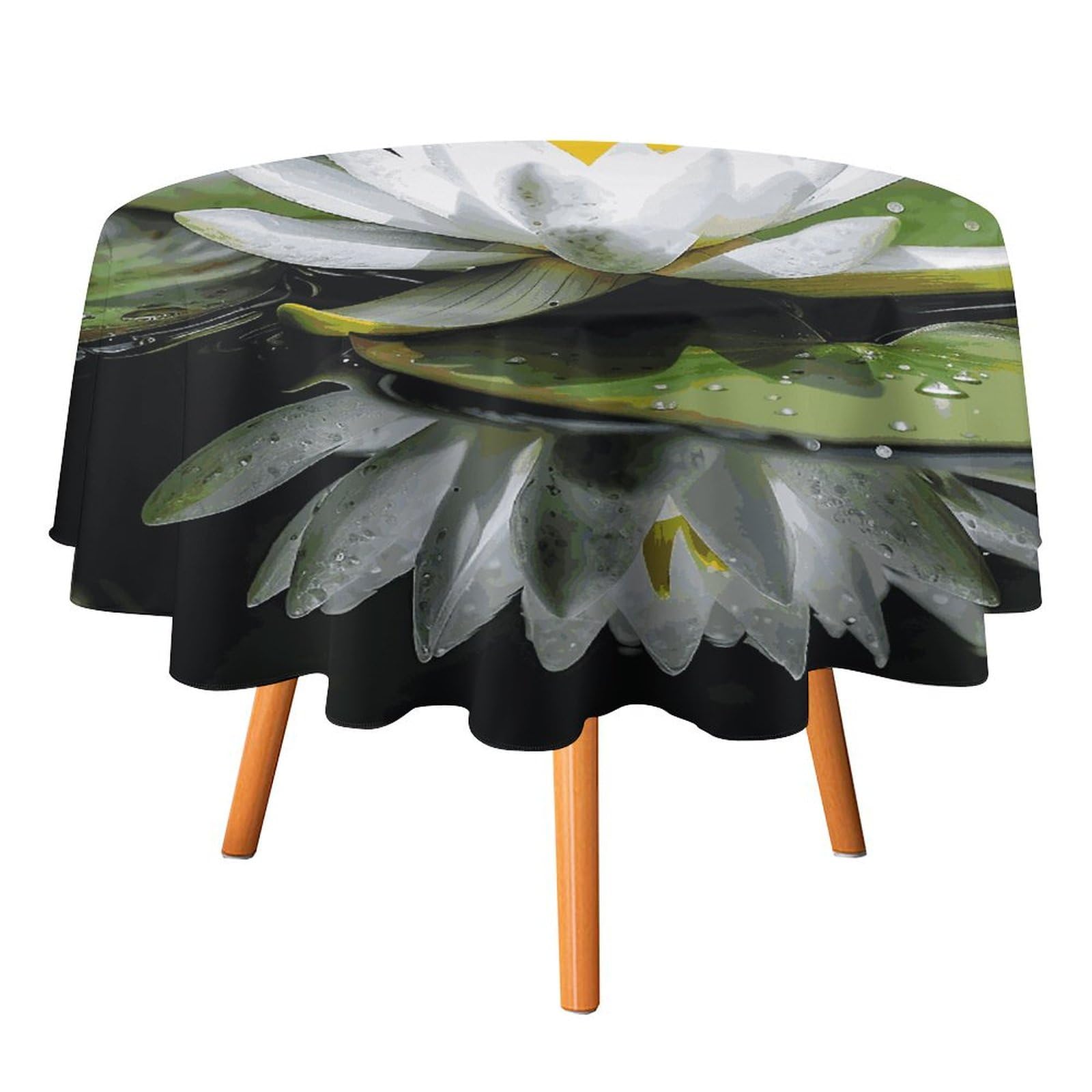 Nappe ronde blanche facile à nettoyer anti-tache grand format 177 cm sans repassage