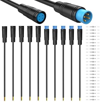 5 Pairs Waterproof Julet 4 Pin Connector Ebike Extension Cable - 20cm Female & Male Plug Wire for Electric Bicycle Light, Throttle, Ebrake, DIY Bike Projects, with 20 Pcs Heat Shrink Tube