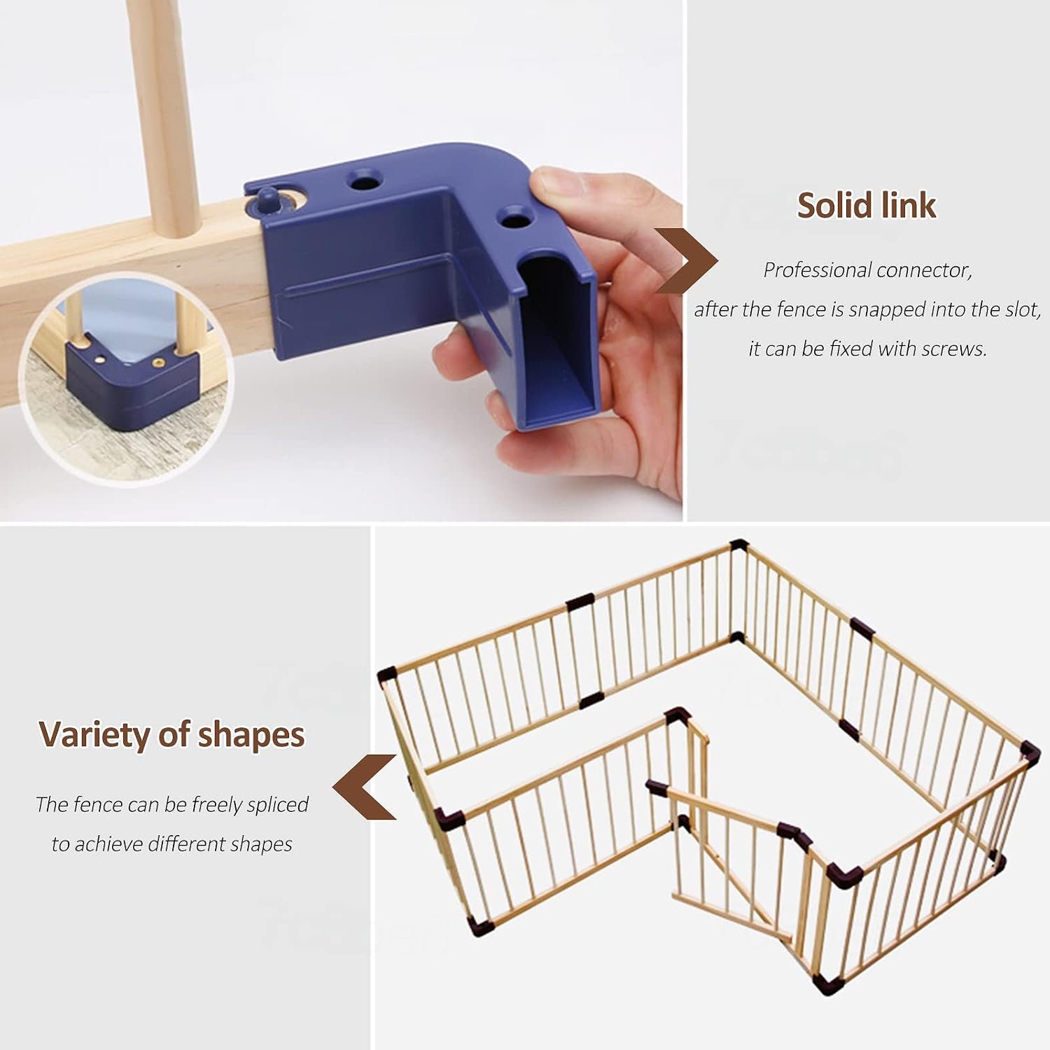 Wooden Baby Playpen with Door, Portable Safety Playard Playpen, Breathable/Durable Baby Fence, Indoor Outdoor Crawling Playpen, Helping Babies Learn to Walk, 61cm Height,200×200cm