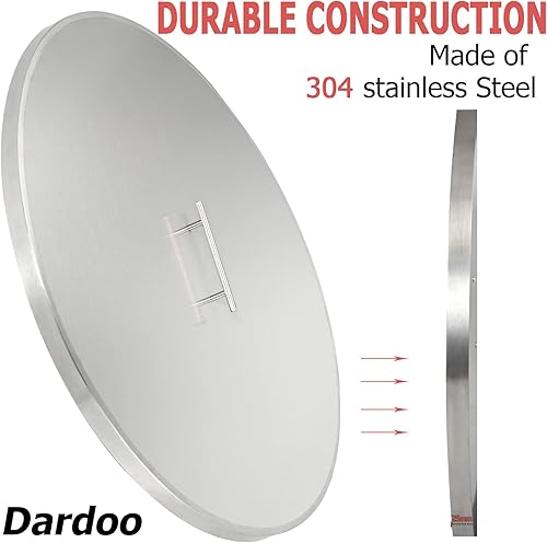 Miniatura 3 de Dardoo Tapa para hoguera de acero inoxidable de 22 pulgadas, cubierta redonda con mango grueso, cubierta para quemador de hoguera adecuada para