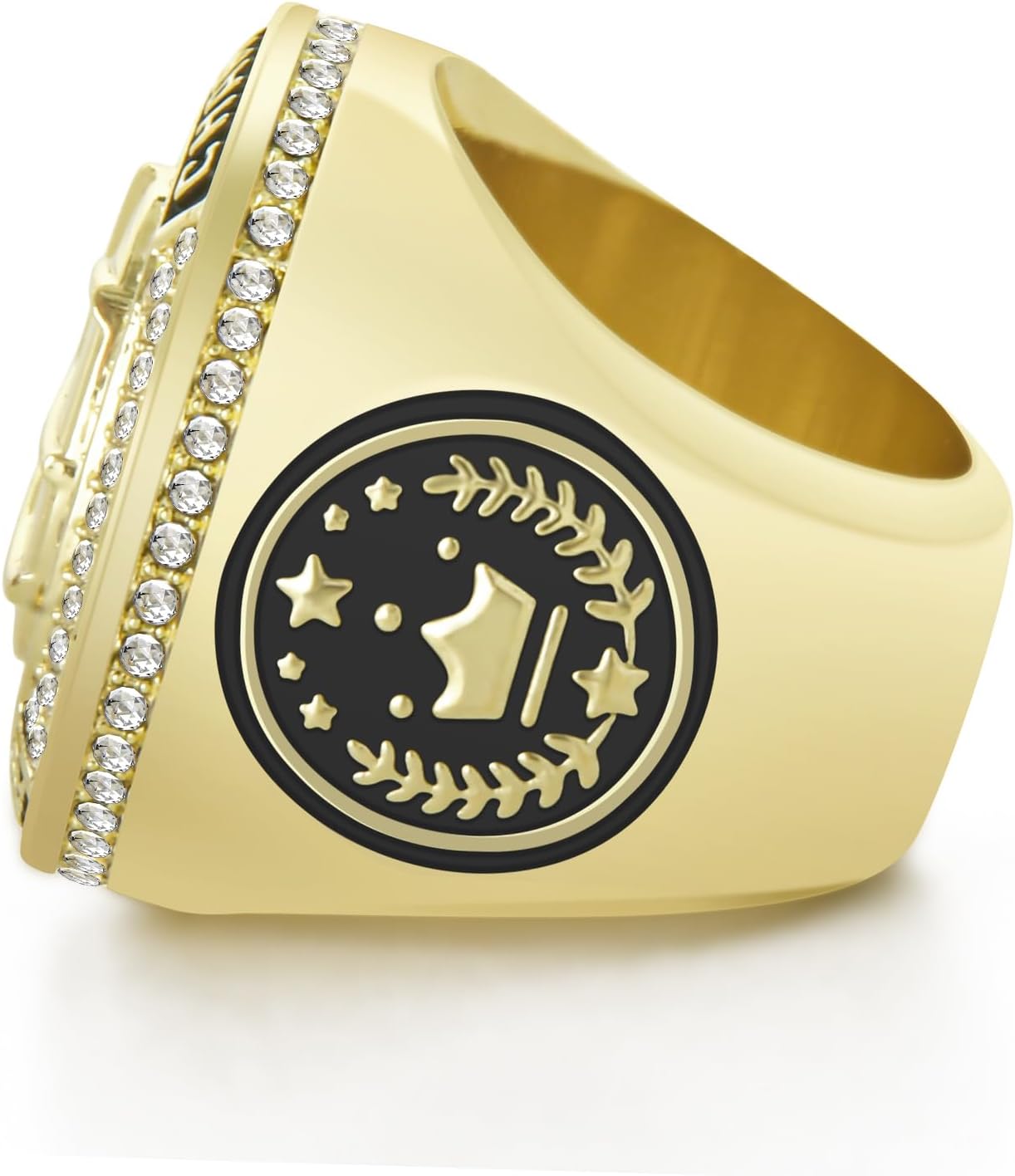 1-12 Pack MVP Football Baseball Basketball Soccer Champion Ring Championship Rings Most Valuable Player Football Baseball Basketball Soccer Gold Award Trophy Medals Ring with Display Case and Holder