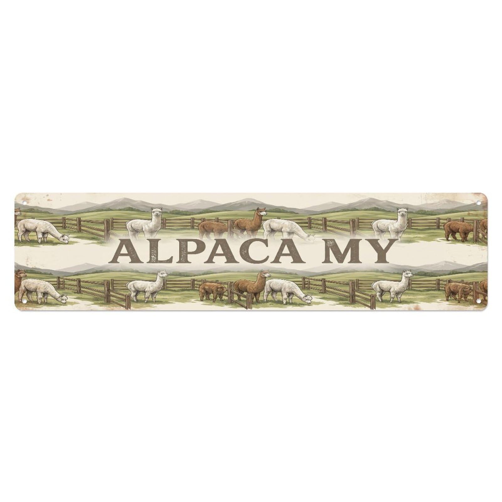 Xanthor Style Metal Tin Sign Vintage Pen On Alpaca Farmhouse Funny Alpaca Backyard Farm