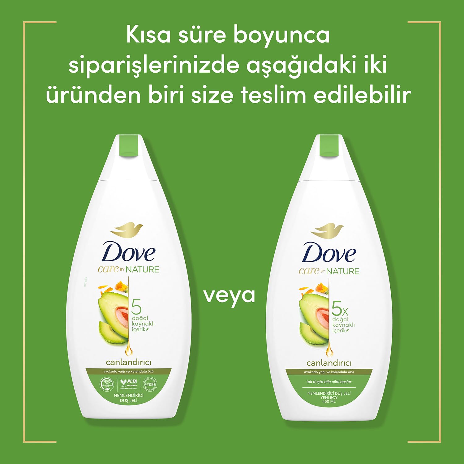 Dove Duş Jeli Avokado Yağı ve Kalendula Özü 450 ml
