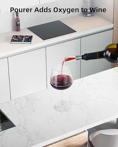 Miniatura 6 de Juego de abridor de vino eléctrico, abridor de botellas de vino recargable con tapones al vacío, vertedor de vino, cortador de papel de aluminio y