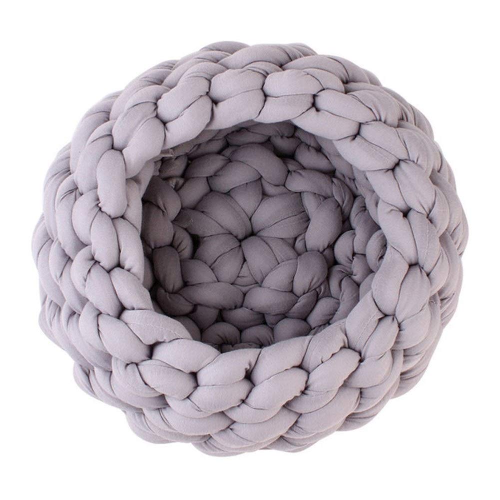 Woven Cat Bed Pet Nest Warm Soft Cat Basket Cat Lazy Lounger Wool Cotton Kennel Dog Sleeping House Cat Cave Pet Supply. (Color : Light Green Size