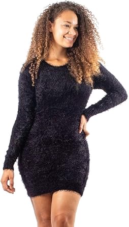 Womens black fluffy jumper Clearance