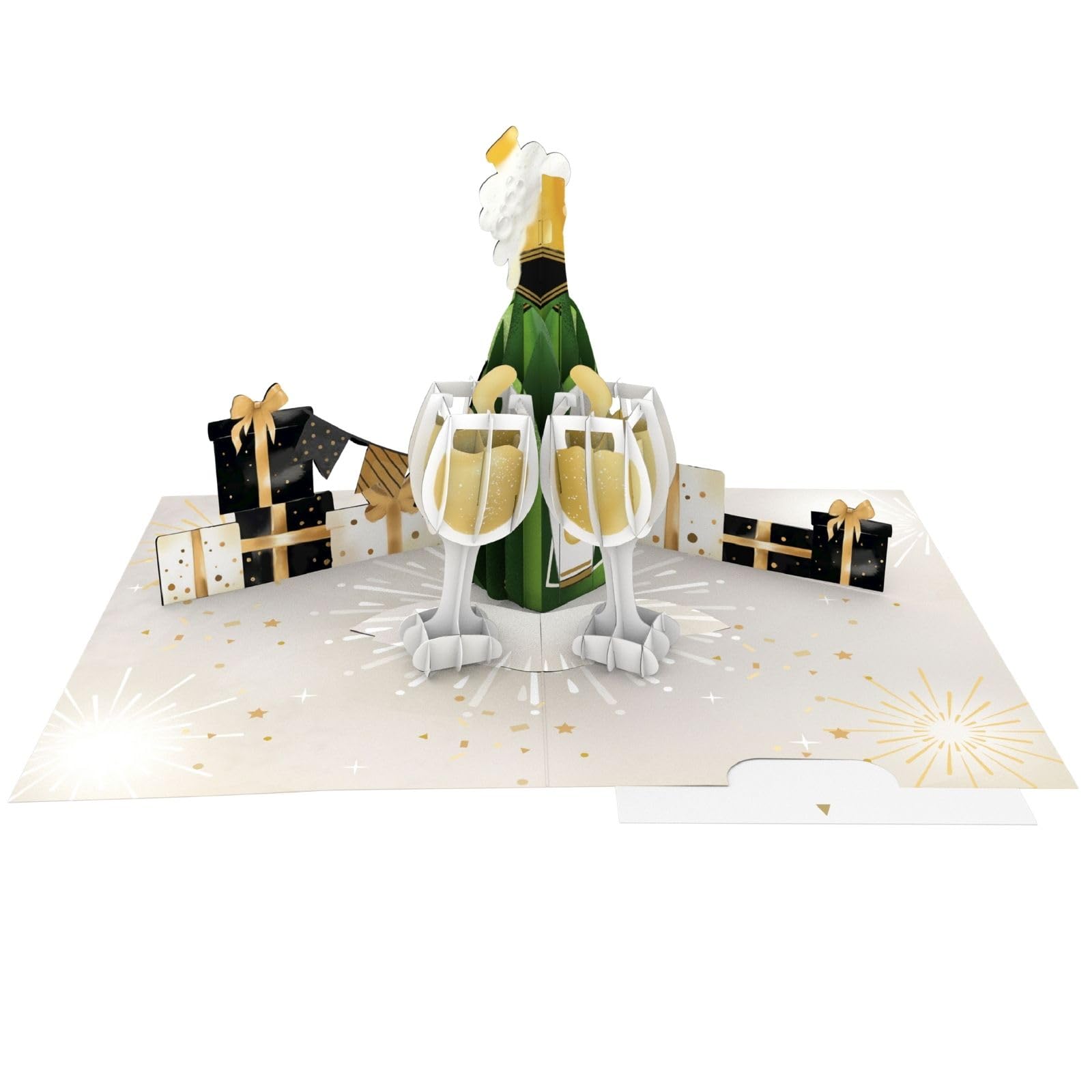 Origamo Pop-Up Greeting Card Celebration Champagne - Handmade 3D Design, Elegant, Customisable, Birthday, Anniversaries, Eco-Friendly, Keepsake, Joyful, Graduation