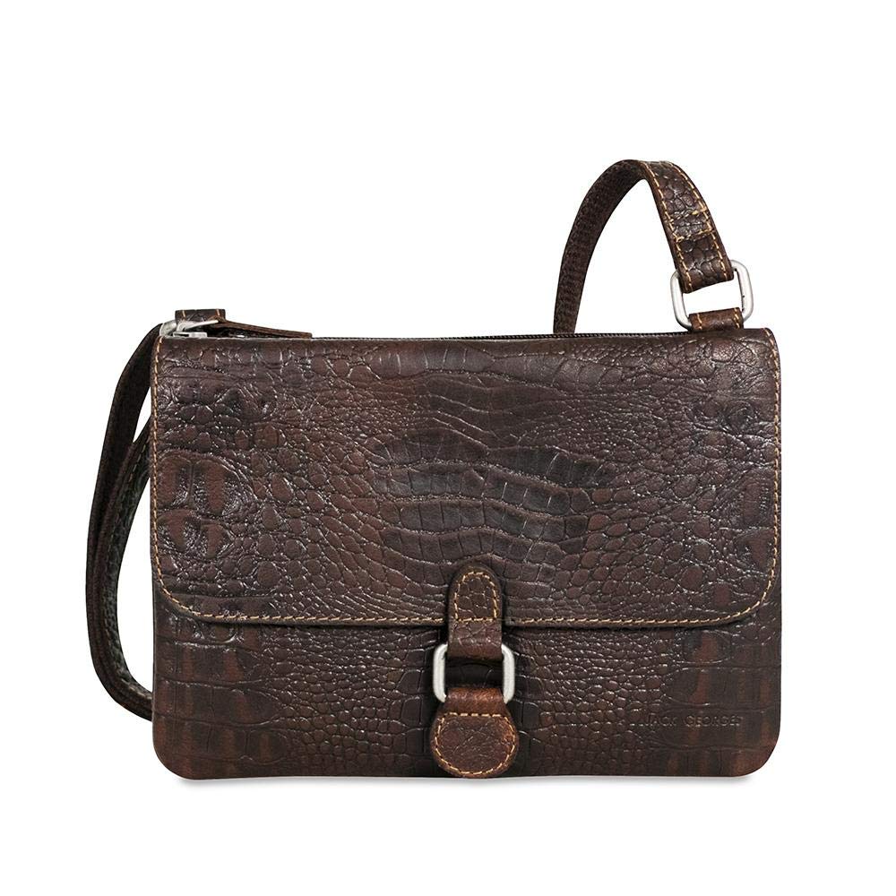 Jack Georges Hornback Croco Wallet On A String #HB672, Brown, Small