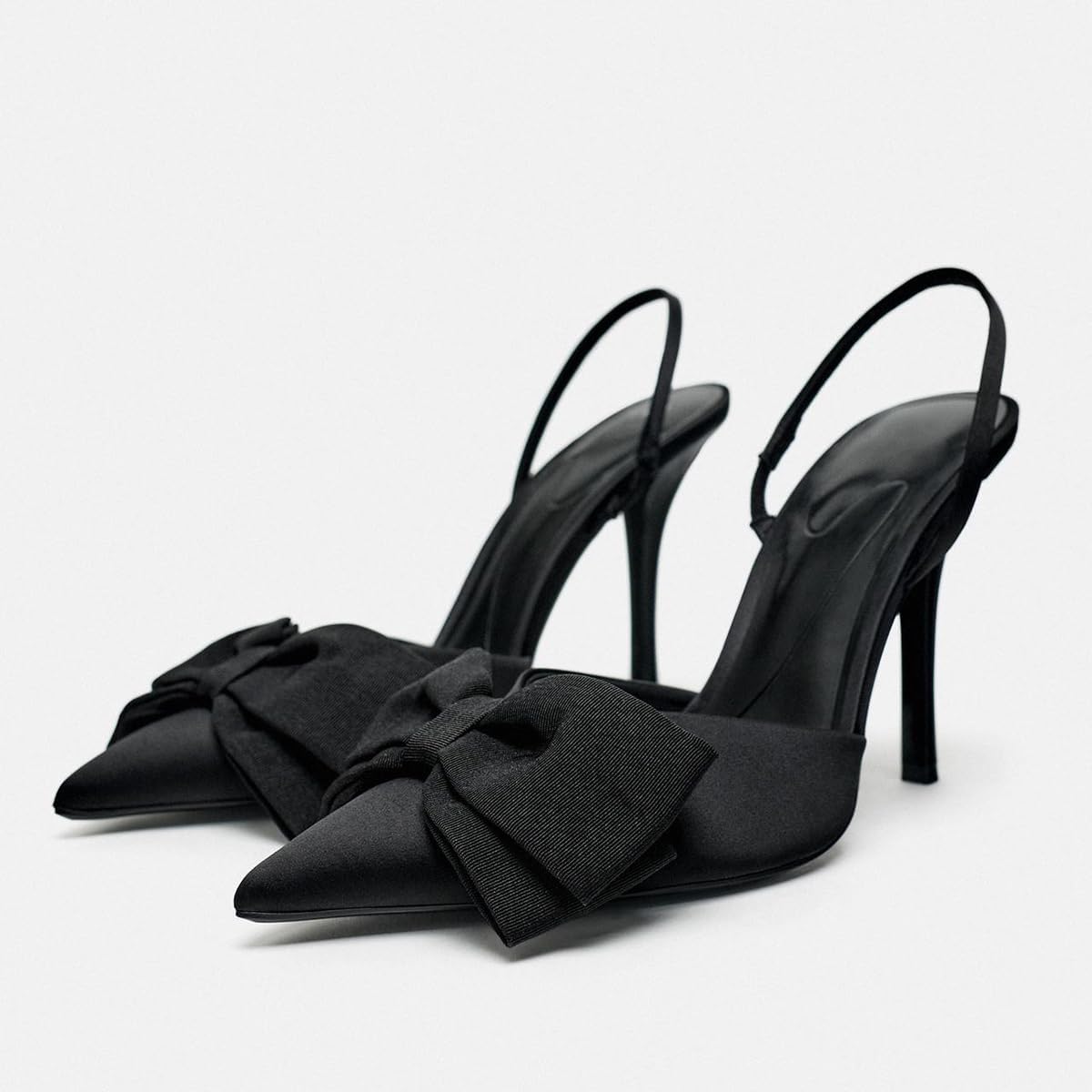 Women's Fabric High-Heel Slingback Shoes Bow Detail On The Front Elastic Strap Around The Back Pointed Toe Wedding Party Office Dance Pump - Image 4