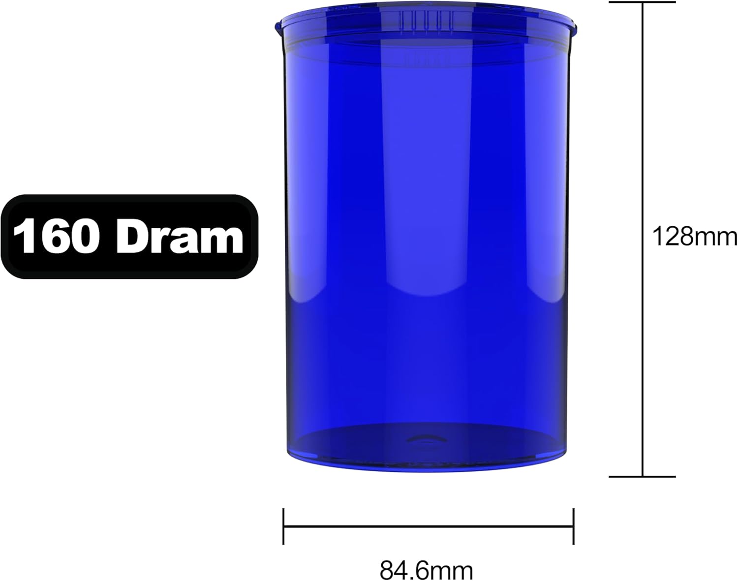 Dragon Chewer 160 Dram CR Plastic Packaging Pop Top Containers - Child Resistant Travel Holder Vial Bottles - 33 qty (Translucent Blue)