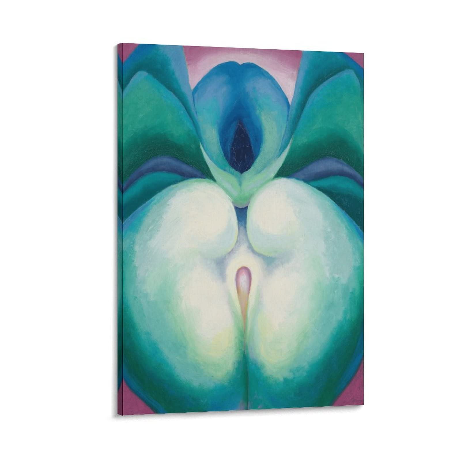 WANHE Georgia O Keeffe Series I White & Blue Flower Shapes Canvas Printing Famous Paintings, Wall Ar Artworks Picture Print Poster Wall Art Painting Canvas Gift Decor Home Posters Decorative 16x24inch