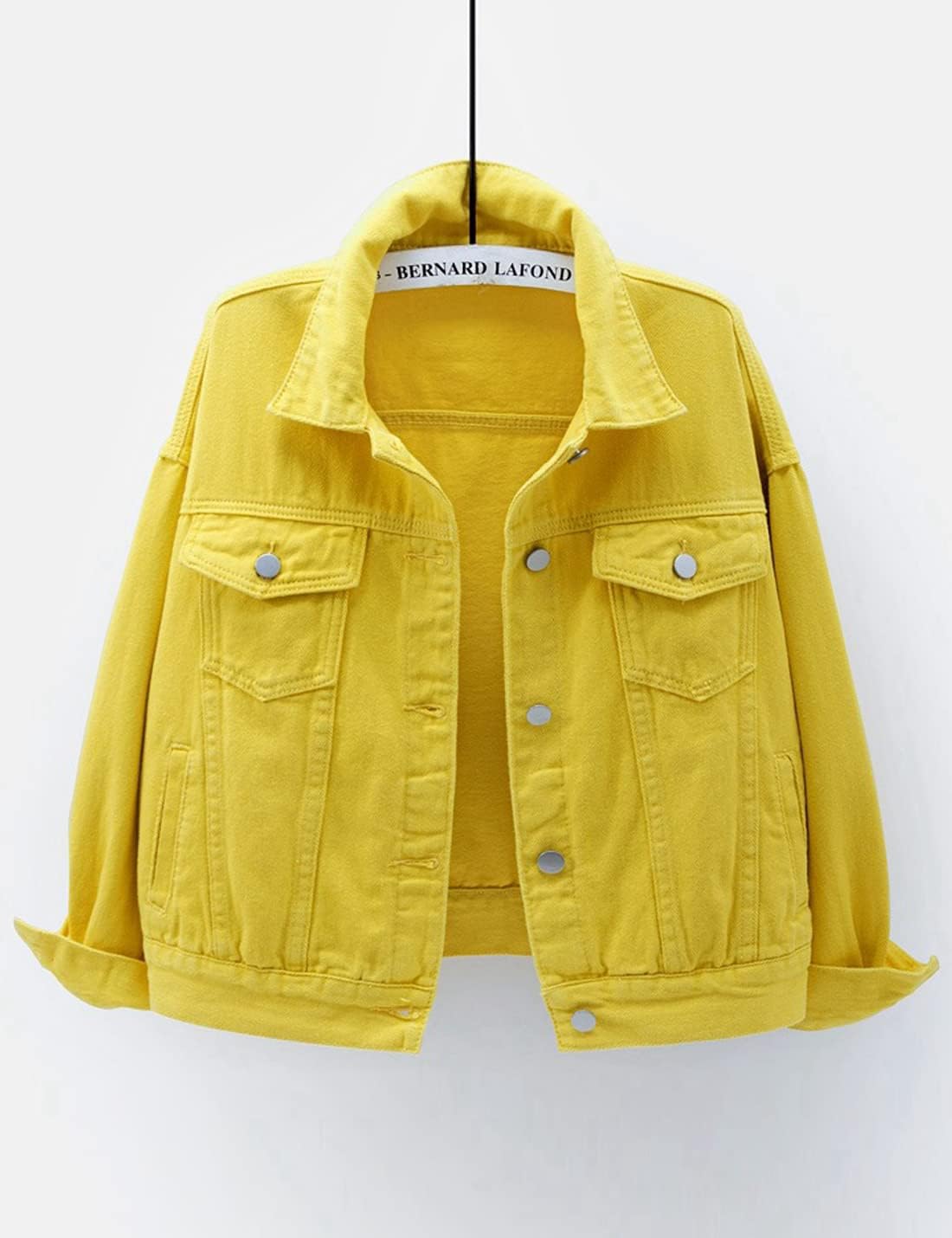 Locachy Women's Casual Denim Jacket Solid Color Basic Long Sleeve Jean Jacket Coat - Image 5