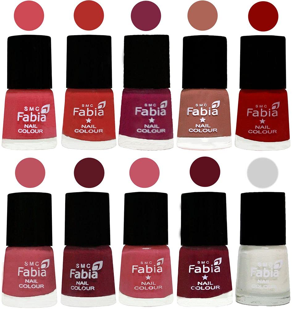 SMC Fabia ALL IN ONE (PACK OF 10), Long Lasting Glossy Nail Polish, 6 ml Each, All Vibrant Colours,02377-picture-48