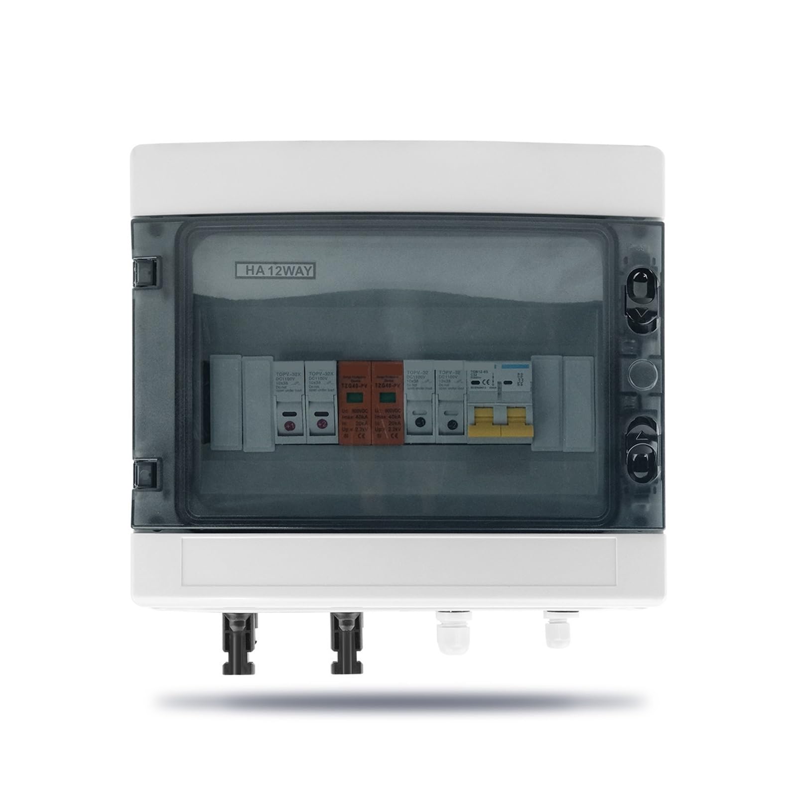 RWRAPS Scatola combinatrice Solare fotovoltaica con Protezione Contro i fulmini 2 ingressi 1 Uscita Scatola Impermeabile con Fusibile DC 600V IP65 12 Vie (Size : 16A DC)