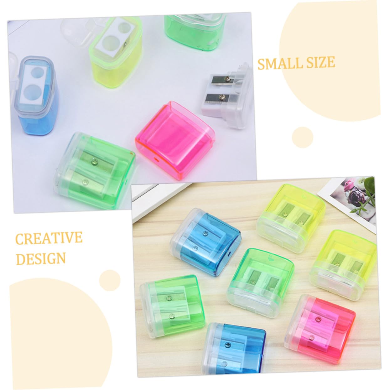 48 pezzi Temperamatite Manuale Doppia Foratura con Serbatoio Portatile in Giallo Blu Rosa Leggero e Resistente per Scuola