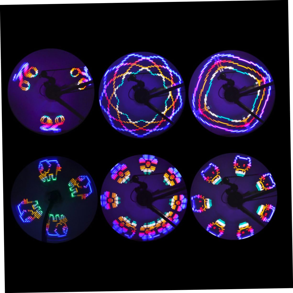 Toddmomy Lot De 3 Éclairages LED pour Roues De Vélo 42 Motifs Couleurs Variées Sécurité Nocturne sans Piles Noir