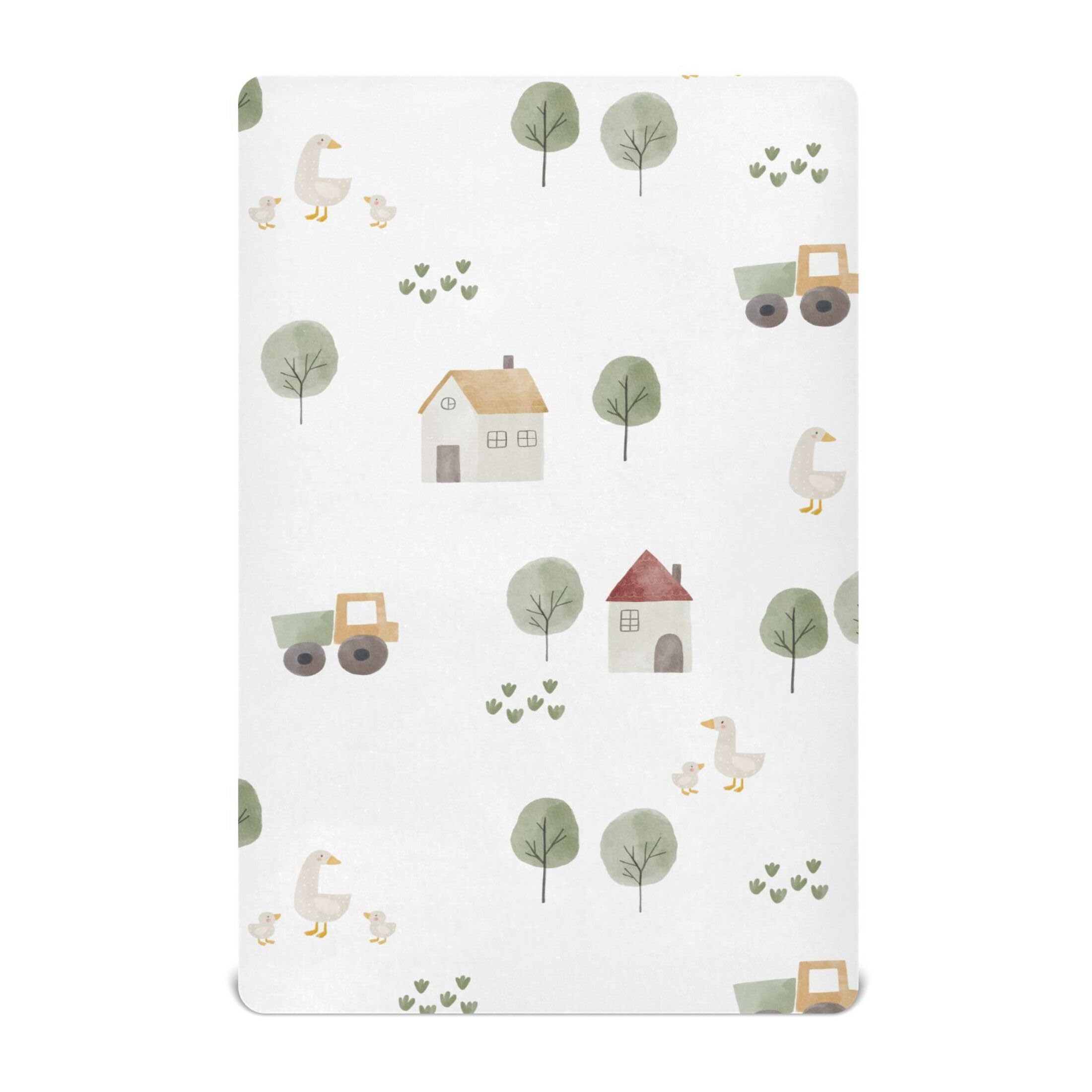 Sevdomey Farm Animals Baby Crib Sheets for Newborn Boy and Girl, Soft Breathable Waterproof Mattress Protector Fitted Sheets Fits All Bassinet Mattress Shapes