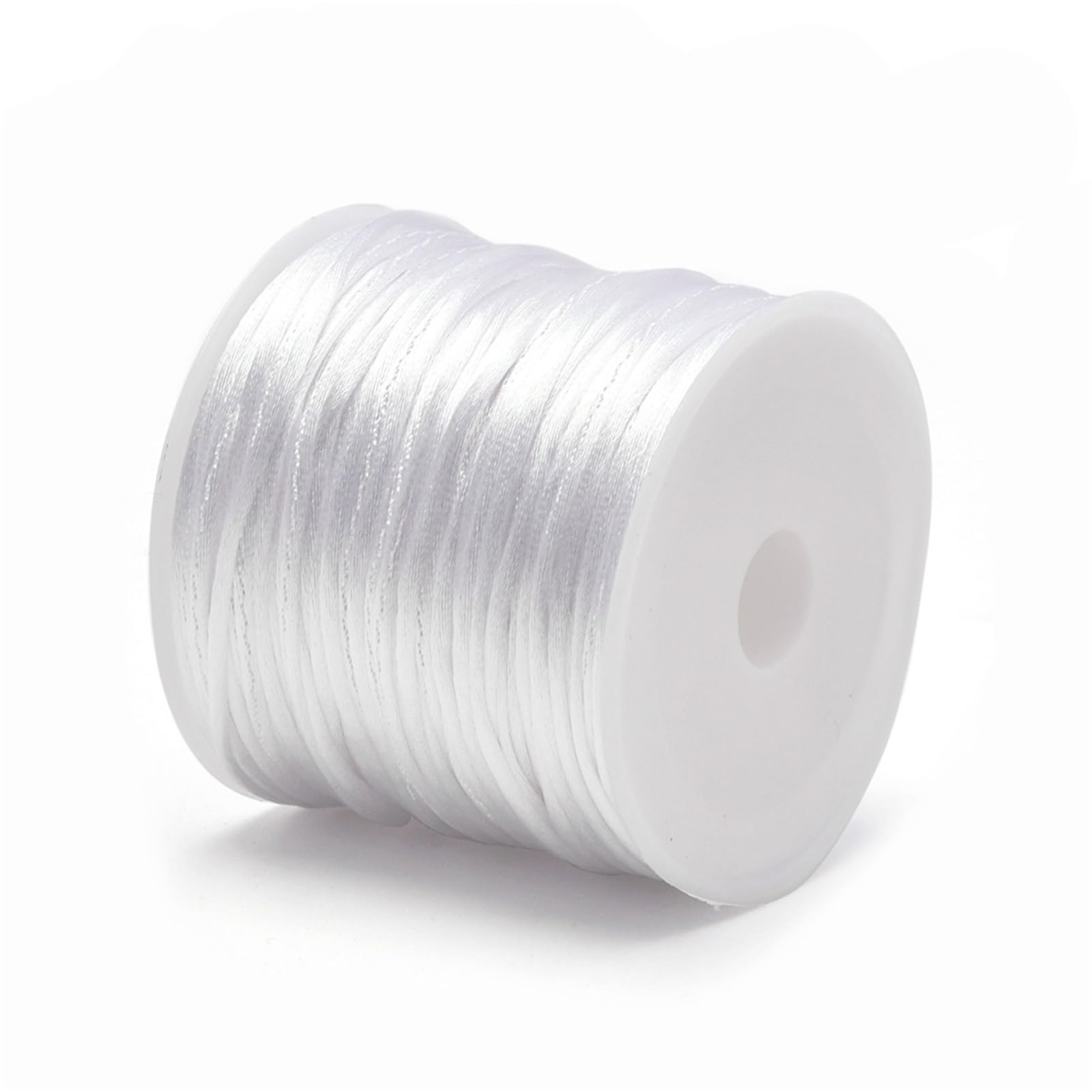 Nylon Cord Thread 5PCS 1.5mm 50M Crafts Satin Rattail Cord String from Nylon for Chinese Knot, Macramé, Trim, Jewelry Making for Making Bracelet, Necklace, Chinese Knot(White)