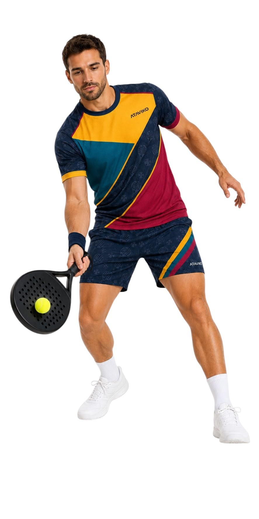 Completo Padel Tennis Uomo, Maglia con Pantaloncino con Tasche Frontali, Tessuto Sportivo Leggero e Traspirante, Made in Italy