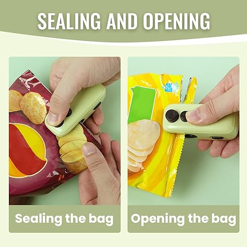 Miniatura 4 de Mini sellador de bolsas, sellado térmico recargable 2 en 1 para bolsas de chips 2025, sellador de alimentos al vacío de mano, sellador de aperitivos