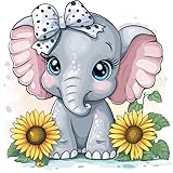 Bimkole DIY Diamond Painting Colgante Elefante, Conjuntos de Girasoles Pintura de Diamante para Colgar, Colgador De Ventana Decorativo Para Hogar, Jardín, Puerta Y área Exterior 20x20 Cm