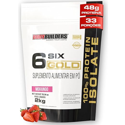 Whey Protein Isolado Six Gold Morango 2kg - Bodybuilders