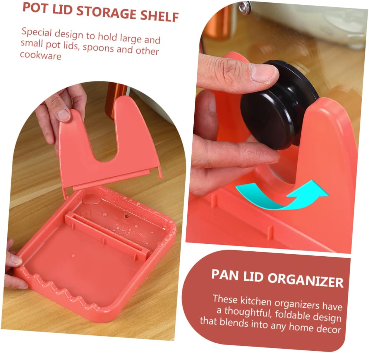 3Pcs Plastic Pot Lid Rack Foldable Pan Lid Holder for Kitchen Organization Pot Storage Shelf Utensils and Rest Cover Holder