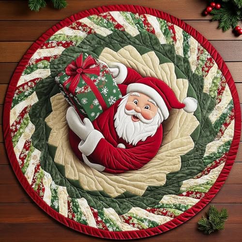 Tapis de Noël rond illusion d'optique en polyester haute qualité - 5