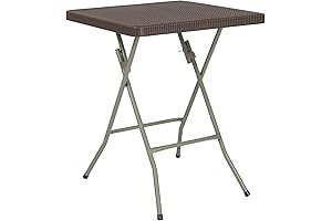 Linburgh 1.95-Foot Square Brown Rattan Plastic Folding Table