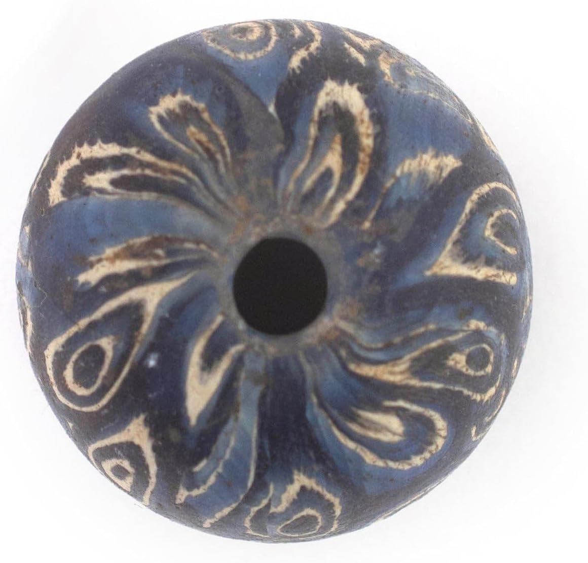 The Bead Chest Blue Antique-Style Java Eye Glass Bead (Single Bead, 20mm)