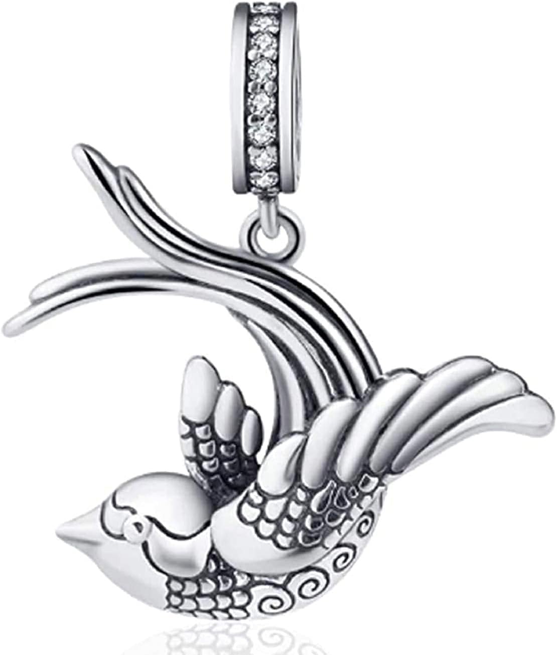 Bolenvi Flying Bird Pendant Charm, 925 Sterling Silver, Compatible with Pandora & Similar Charm Bracelets, Necklaces & DIY Jewelry, Sterling Silver Charms for Jewelry