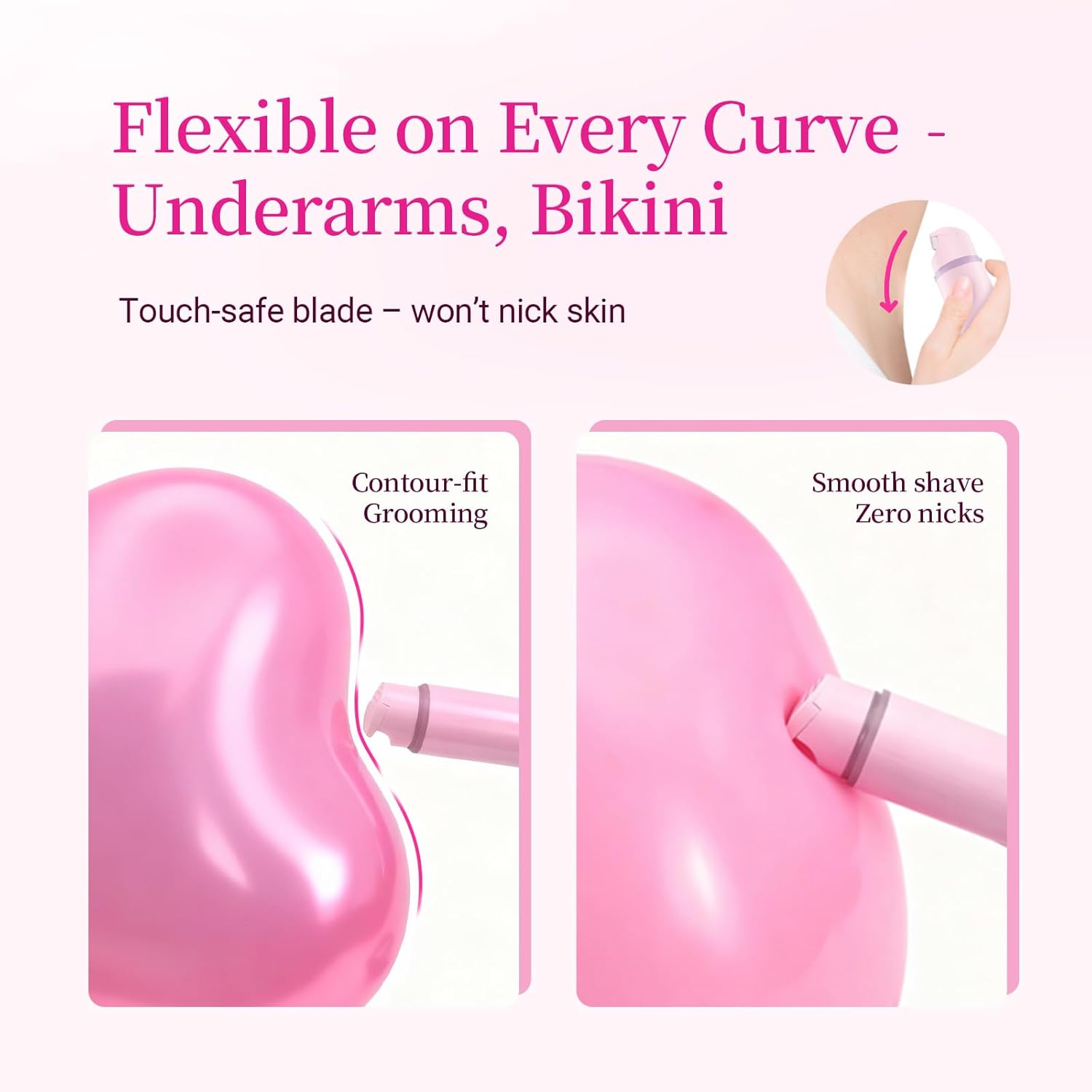 2-in-1 Bikini Trimmer for Women - Painless Electric Razors,Cordless Body Shaver for Trip,Replaceable Lady Facial Razor, IPX7 Waterproof&Easy Cleaning,USB Charge Dock Pink - Image 7