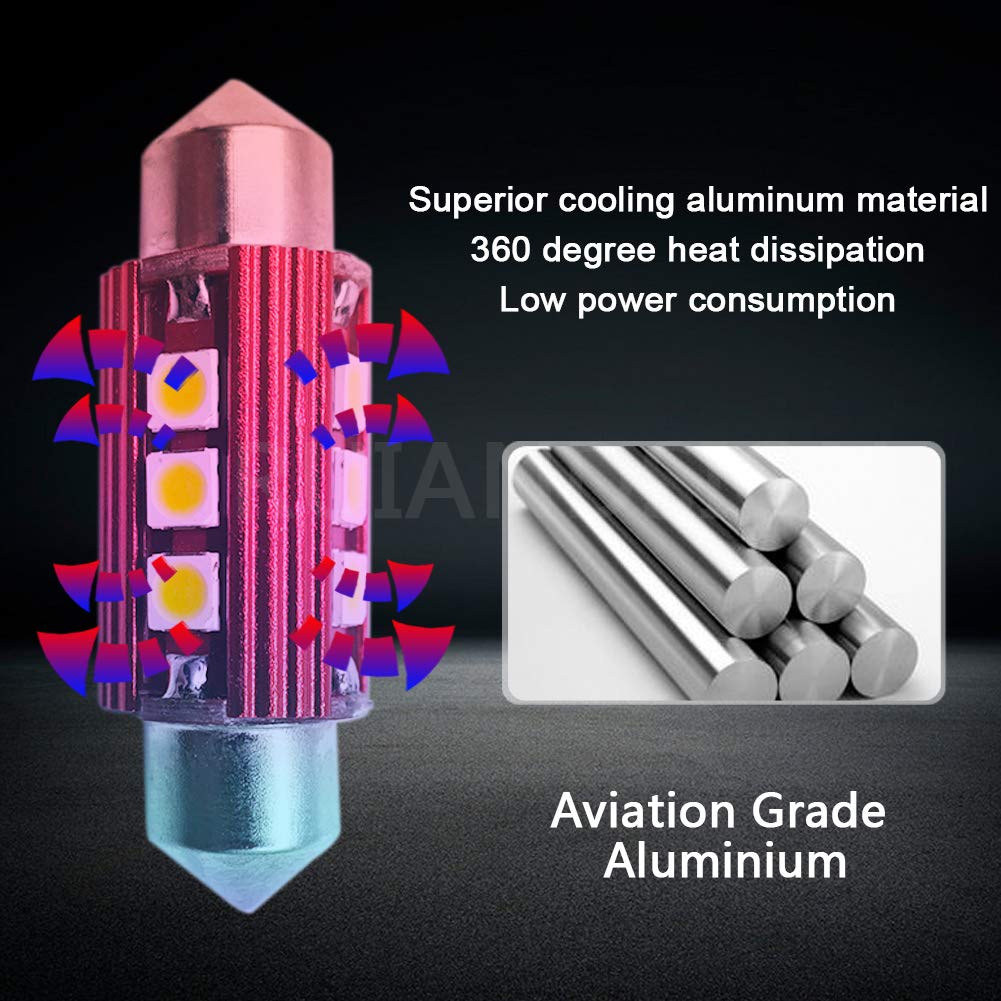 Ruiandsion Lot De 2 Ampoules LED 36 Mm DC 24 V Super Lumineuses 6418 DE3423 C5W Pour Plafonnier De Voiture, Camion, Carte, Blanc