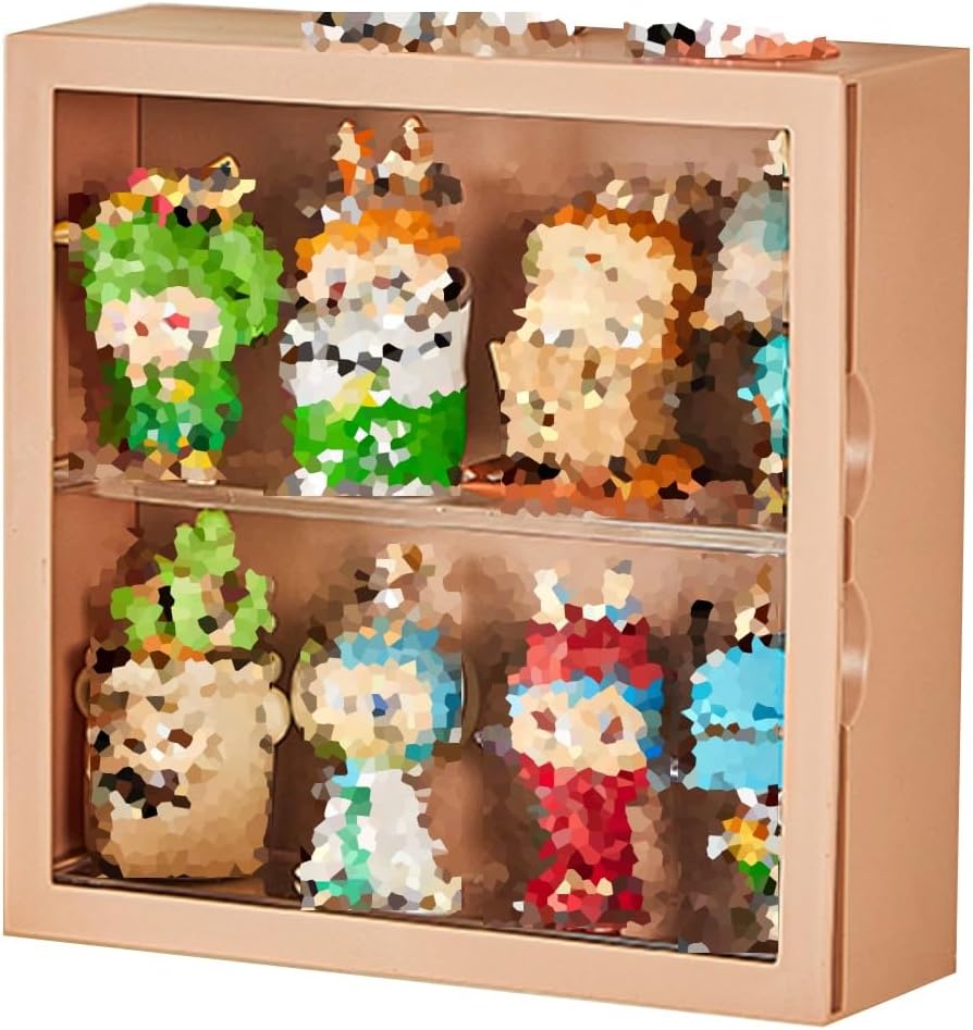 Wall-Mounted Figures Display Cabinet, Transparent Acrylic Storage Curio Cabinet, Blind Box Shelf with Doors for Bedroom Living Office(Pink,25X8X25cm-10X3X10in)