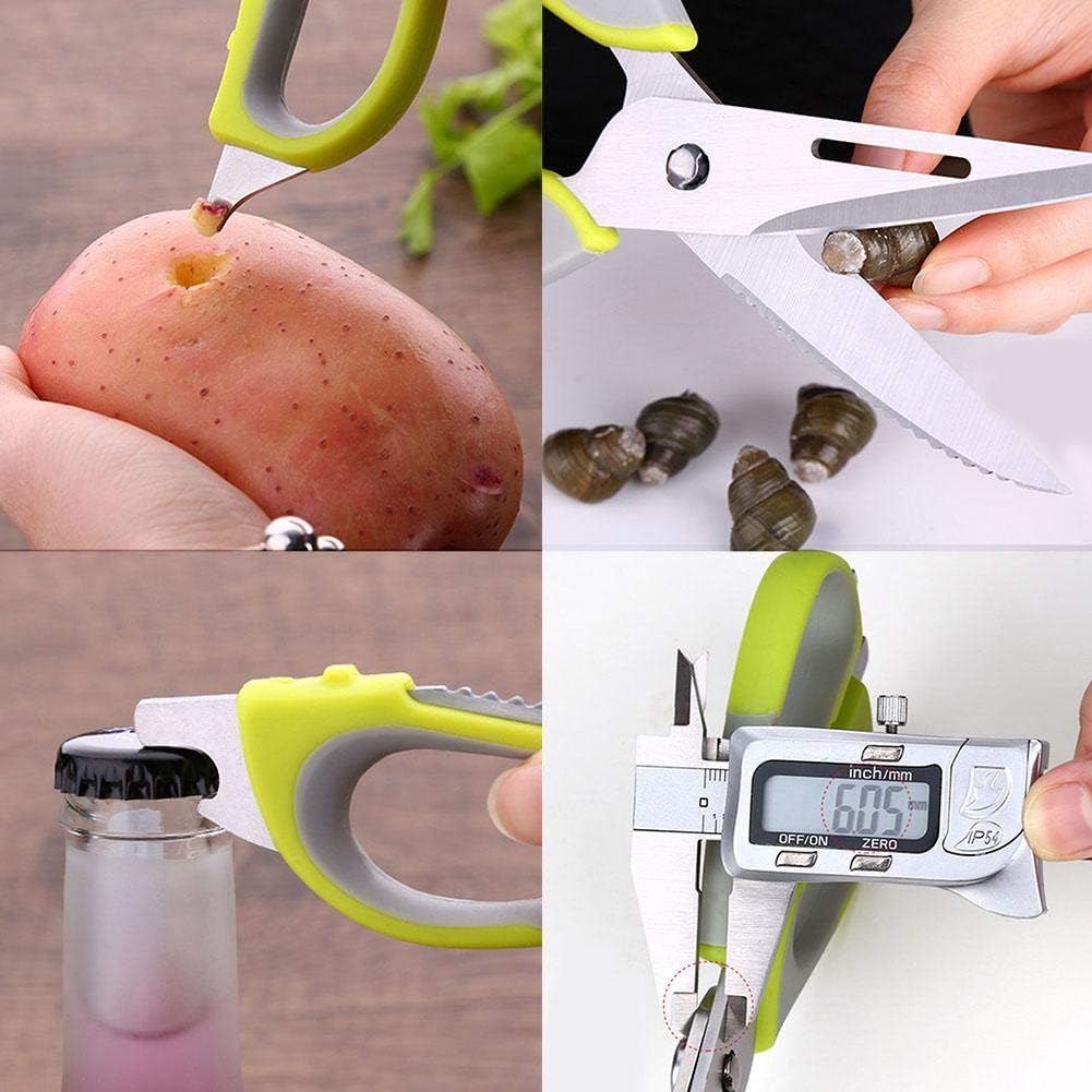 Amazon キッチンバサミ カーブバサミ 錆びにくいステンレス製 ギザギザ刃 食洗機対応 食材カット 蟹の殻割り 栓抜き ソフトグリップ キッチン はさみ オンライン通販