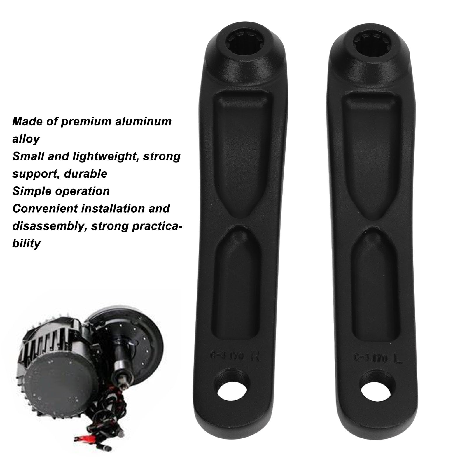Set 2 Pedivelle In Alluminio 170mm Per Motore Centrale – Attacco ISIS 10 Denti Per Bici Elettrica