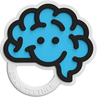 Fat Brain Toys Brain Teether - Blue Baby Toys & Gifts for Ages 0 to 2