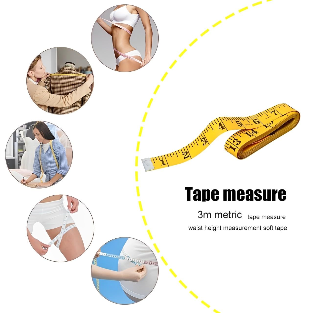 Metro A Nastro Per Corpo In Tessuto – Bifacciale 150 Cm, Morbido E Flessibile, Per Sartoria, Cucito, Fitness E Crescita Bambini, 1 Pezzo