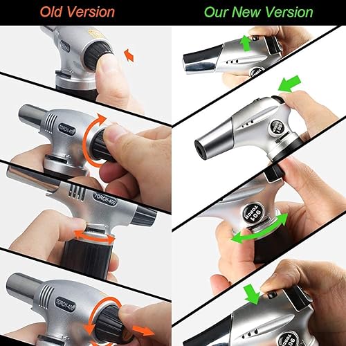 Miniatura 6 de Soplete de soplado, soplete de cocina profesional con candado de llama ajustable, recargable, mini soplete para barbacoa, hornear, crema brulee,