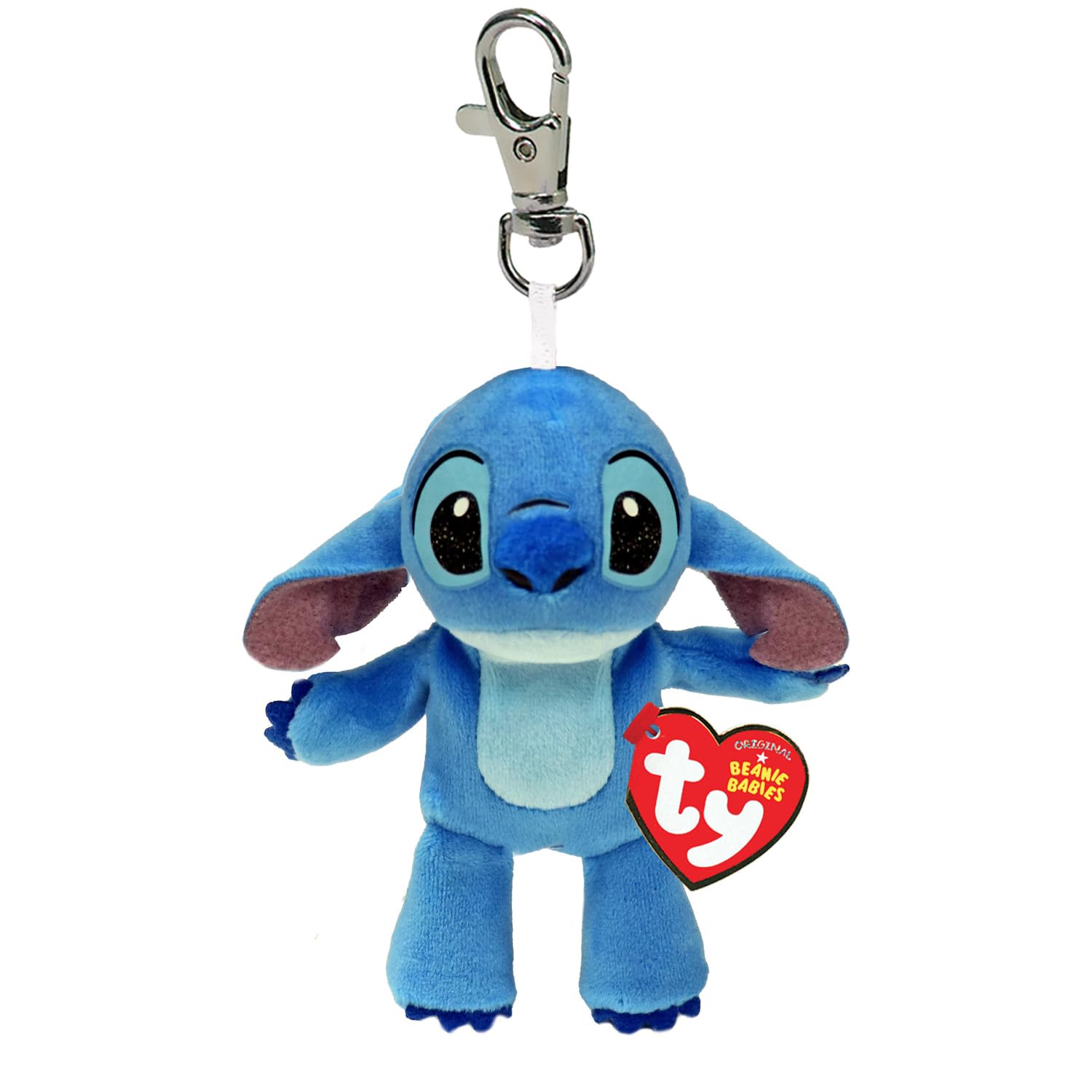 TY - Beanie Babies Clip - Bague Porte-​clés en Peluche Douce - Stitch - Collection Disney Lilo & Stitch - 12 Cm - T34013