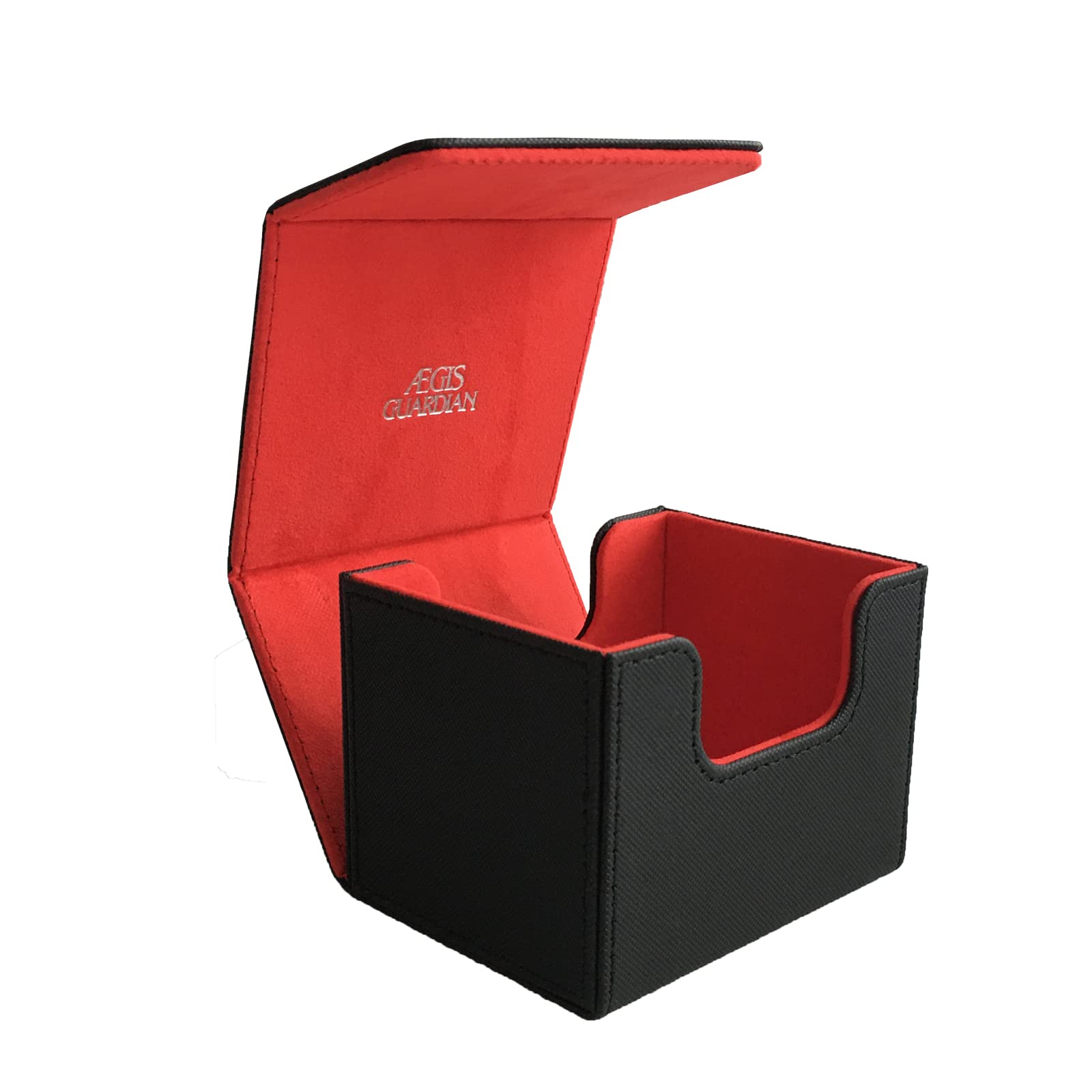 AEGIS GUARDIAN Commander Deck Box Magic Deck Box for CCG TCG Holds 100+ Sleeved Cards Leather Card Deck Box for Collectible Cards Deck, Red Inner