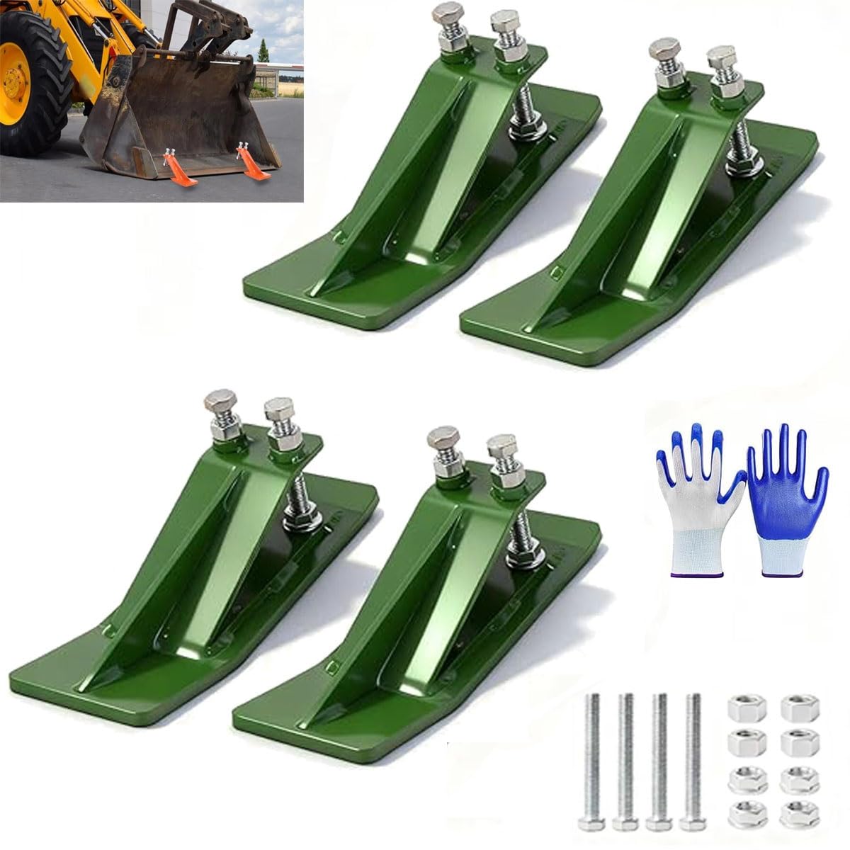 Traktor-Eimer-Schutz, 11,4 cm breiter Skid-Kantenschutz, Skid-Lenker-Aufsätze mit 10 mm Stahl und rutschfestem Doppelbolzenschloss, Schneeschaufel-Aufsätze, 6-teiliges Set