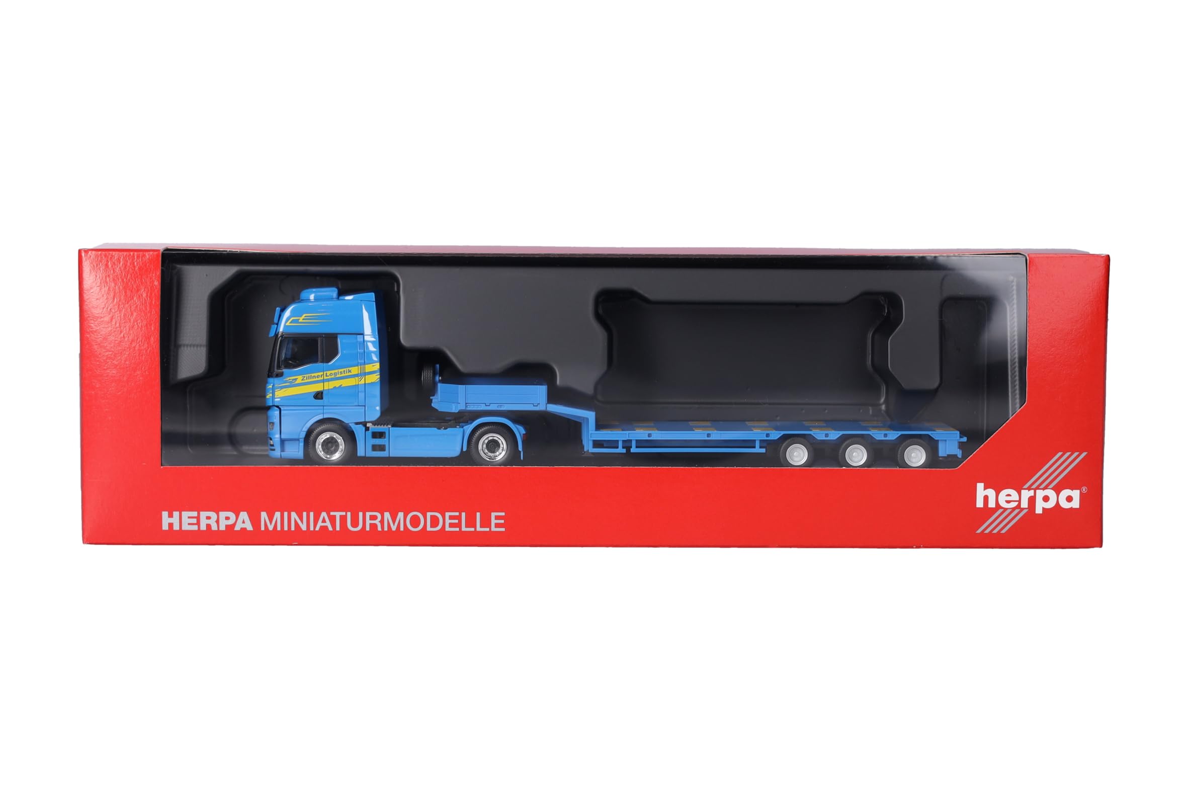 Herpa camion in miniatura MAN TGX GX semirimorchio ribassato "Zillner", miniatura in scala 1:87, pezzo da collezione, Made in Germany, plastica