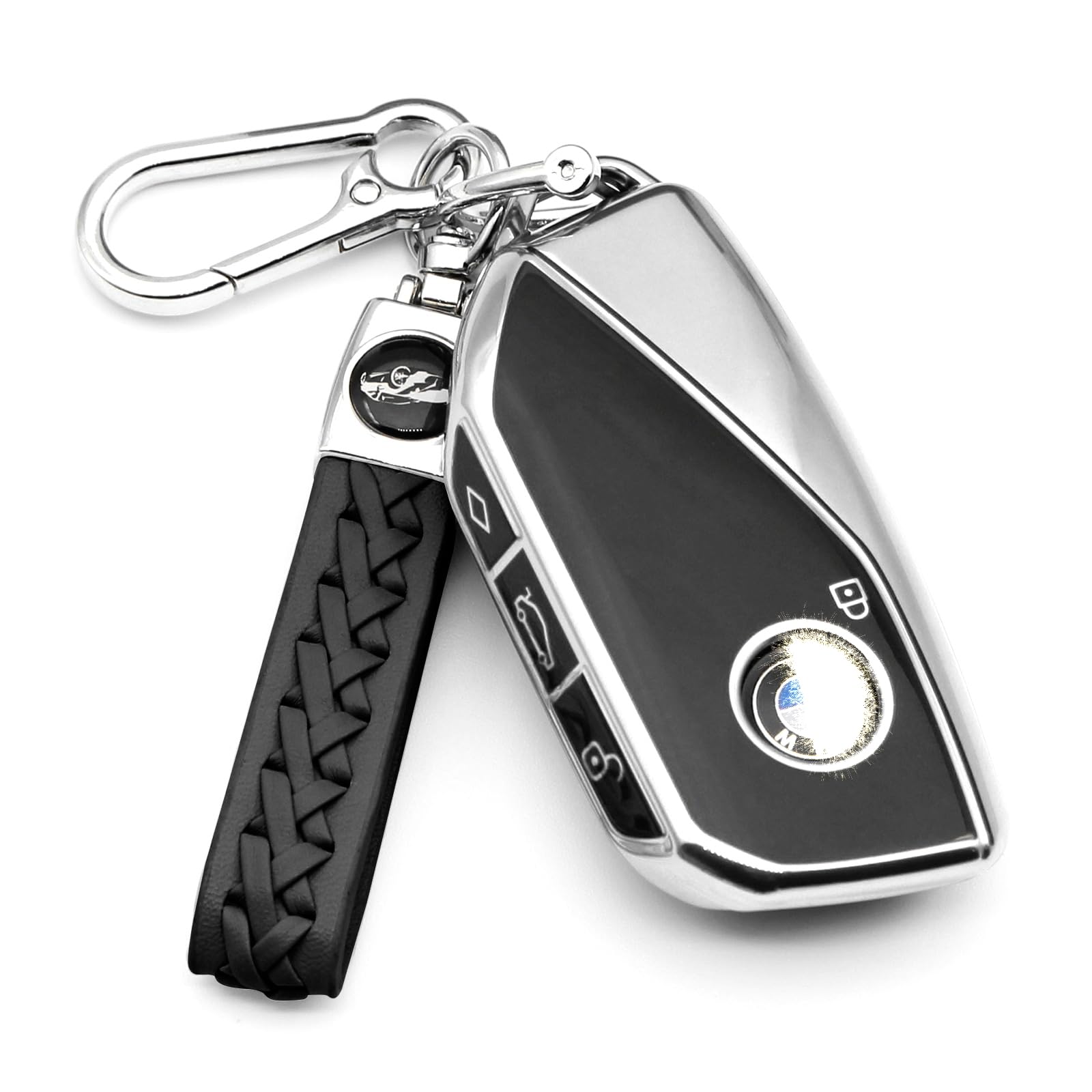 Creativity For BMW X5 Key cover and Key chain accessories (Silver set)
