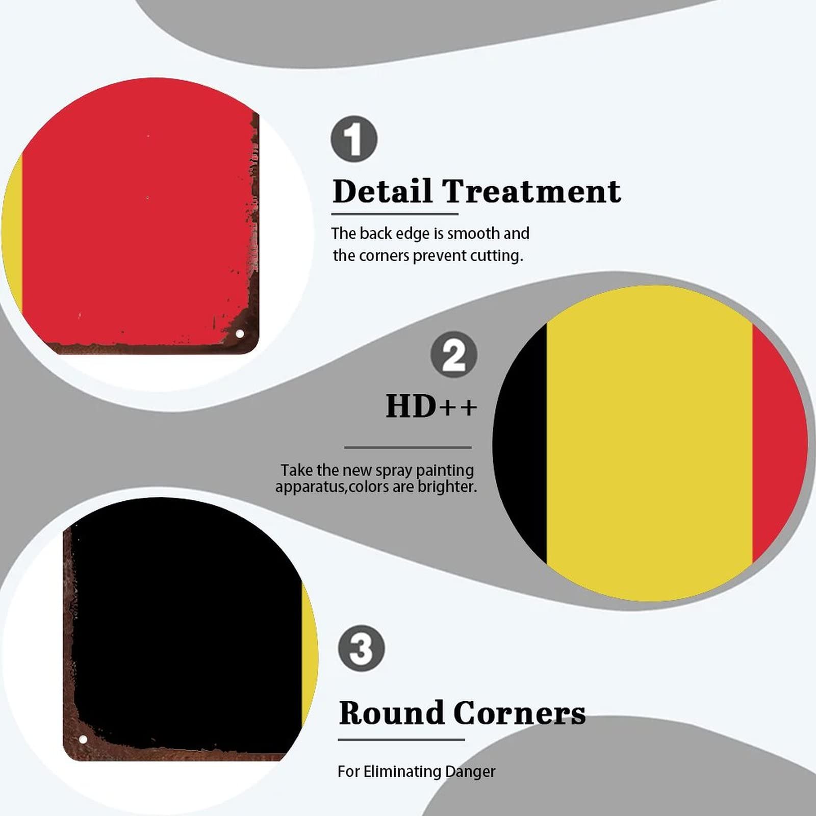 Belgien Flagge Aluminium-Schild – 30x30 Cm, Vintage Stil, Mit Vorgebohrten Löchern, Für Wanddekoration Im Innen- & Außenbereich