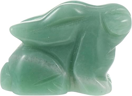 VOSAREA Adorno de conejo de jade tallado, 3 piezas, adornos de conejo, figura de riqueza de Feng Shui, rellenos de cesta de Pascua, miniaturas de