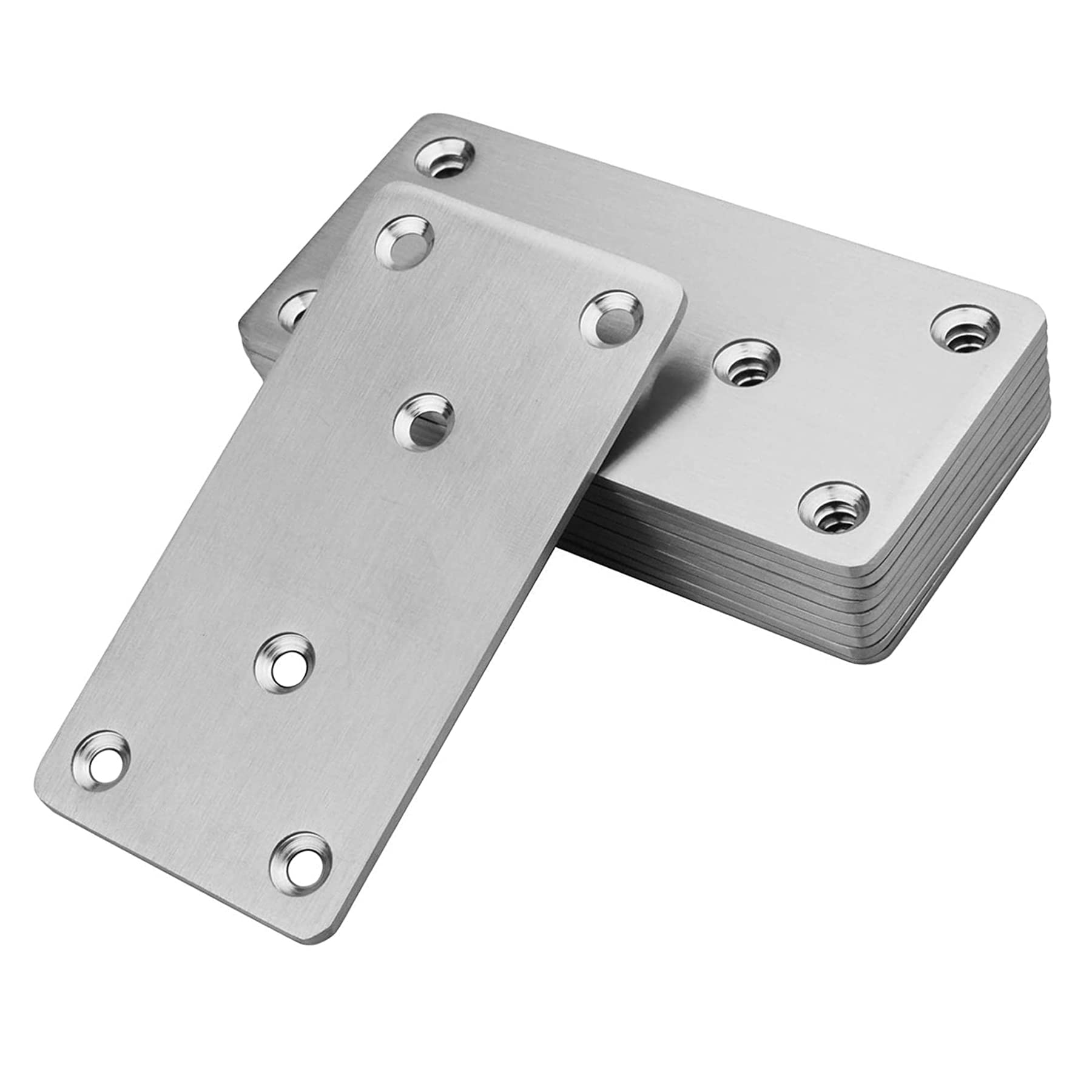 RedBee 10Pcs Mending Plates, 80mm x 40mm x 1.7mm Flat Straight Brackets for Wood, Black Metal Brace for Shelves Furniture Cupboards